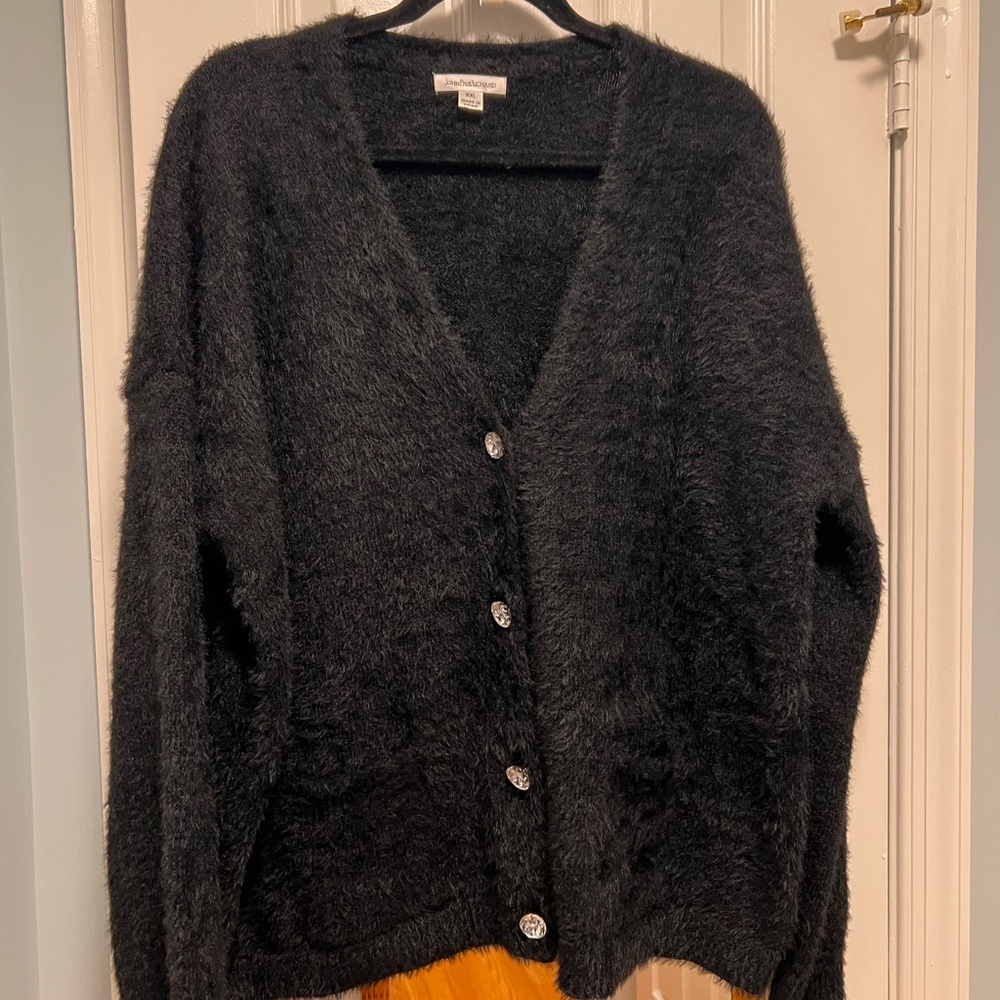 JohnPaulRichard Fuzzy Black Cardigan